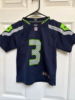 Nike Kids Seattle Seahawks #3 Navy with Neon Green Accents Jersey